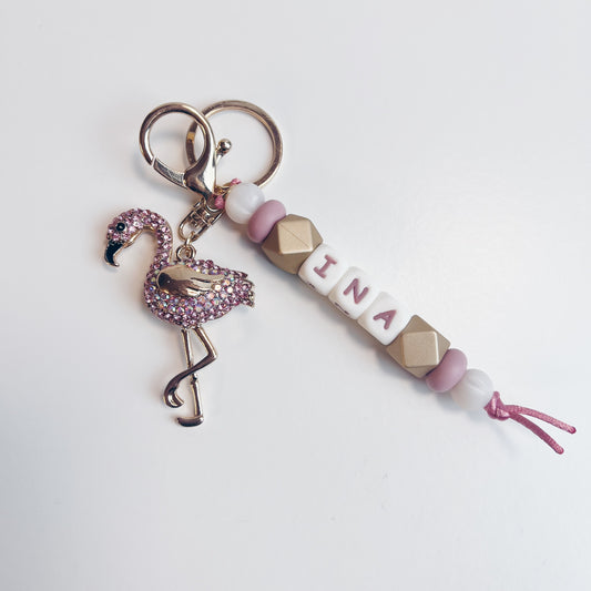 Duo sleutelhanger - flamingo roze