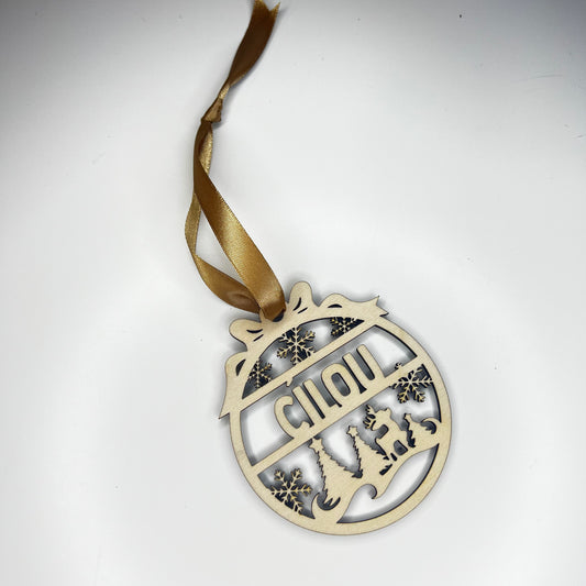 Houten kerst ornament met naam - dear