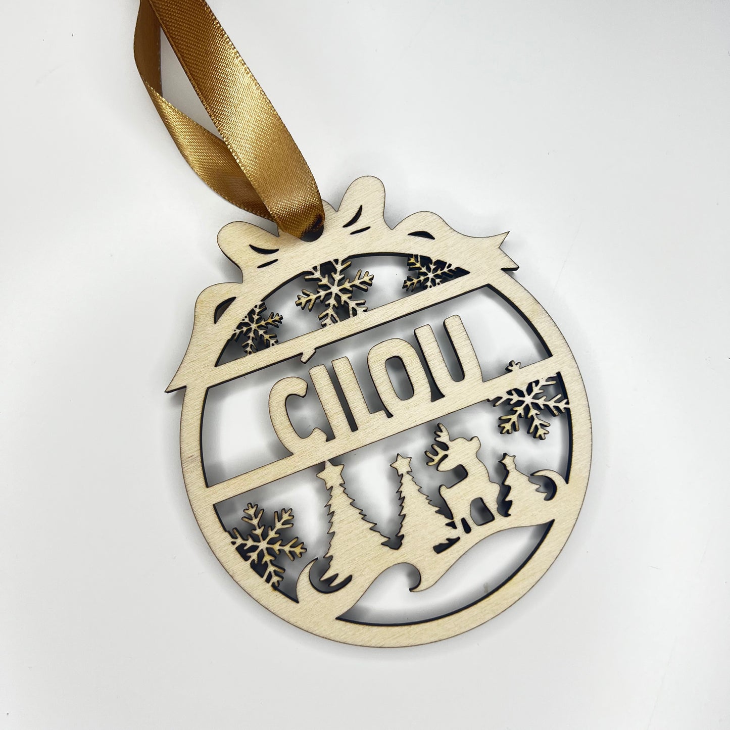 Houten kerst ornament met naam - dear