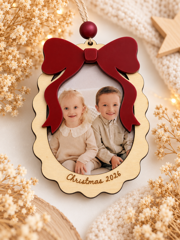 Kerstornament- foto ornament strik
