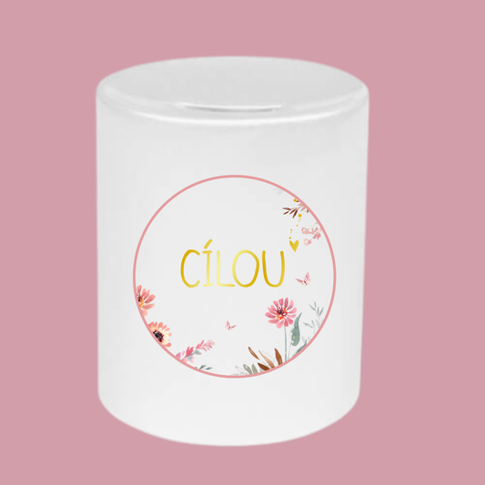 Keramieke spaarpot met naam - Geboortekaartje