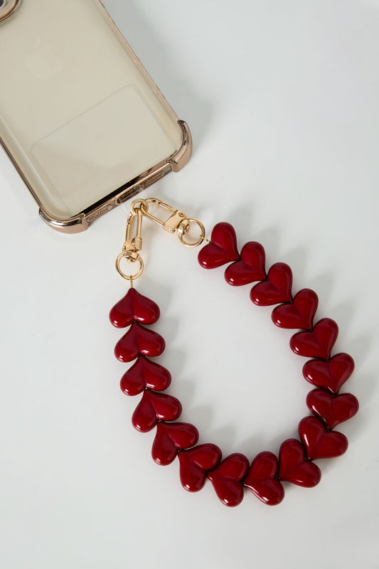 Telefoonkoord hart - rood