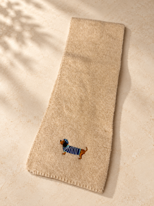 Teckel zijde zacht sjaal - beige vset