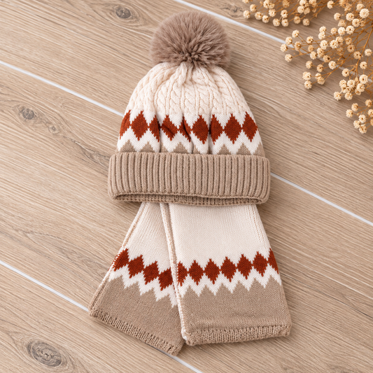 Kinder muts & sjaal – winterset geometrisch