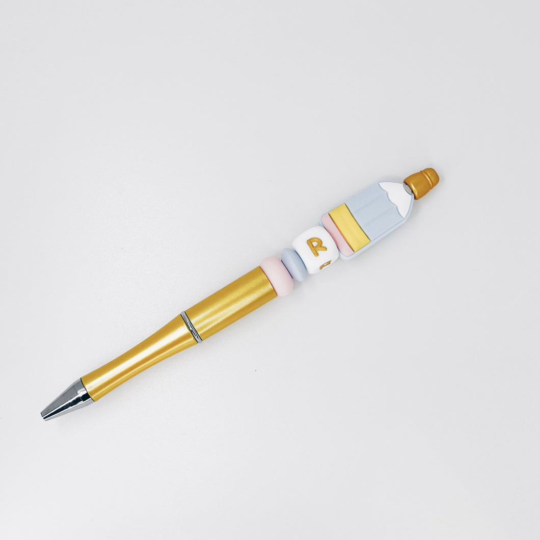 Pen - juf & meester - potlood pastel met initiaal