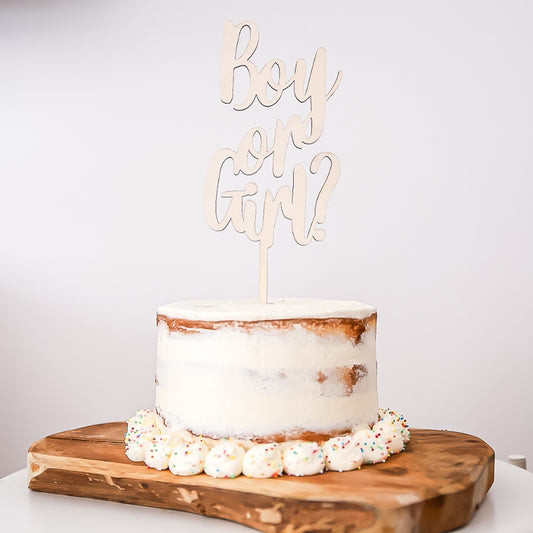 Houten Caketopper -  Taarttopper Boy or Girl?